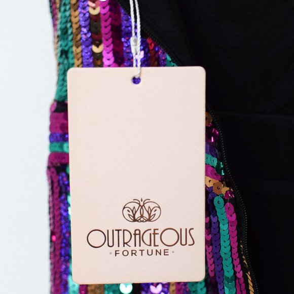 NWT ASOS Outrageous Fortune Rainbow Sequin Jumpsuit Straight Leg Size 4 Party - Picture 11 of 13